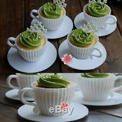 4X Silicon Cupcake Cups Muffin Baking Cake Muffin Tea Saucers Teacup Mold Mould