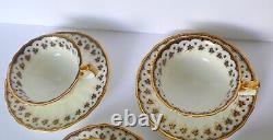 4 Antique Royal Cauldon Cobalt Blue Tea Cup & Saucer Set