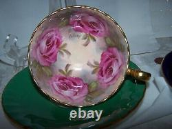 4 -SETS CUP SAUCERS AMAZING! AYNSLEY England 4 CABBAGE ROSE SIGNED BAILEY ++