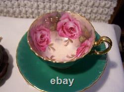 4 -SETS CUP SAUCERS AMAZING! AYNSLEY England 4 CABBAGE ROSE SIGNED BAILEY ++
