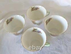 4 SETS SHELLEY England HEATHER Impressionism StoneBridge BoneChina Teacup Saucer