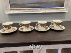 4 Sets Lenox Holiday Tartan Footed Tea Cup And Saucers 8 Pcs New! Great Deal