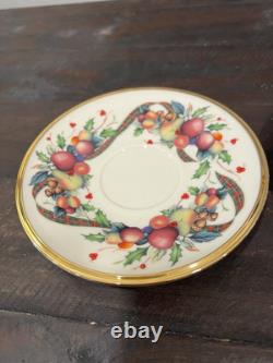 4 Sets Lenox Holiday Tartan Footed Tea Cup And Saucers 8 Pcs New! Great Deal
