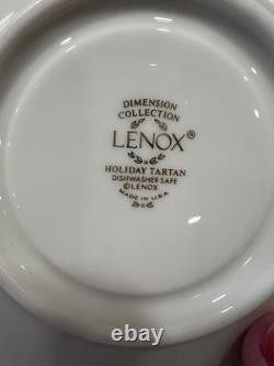 4 Sets Lenox Holiday Tartan Footed Tea Cup And Saucers 8 Pcs New! Great Deal