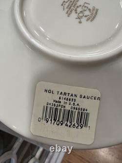 4 Sets Lenox Holiday Tartan Footed Tea Cup And Saucers 8 Pcs New! Great Deal