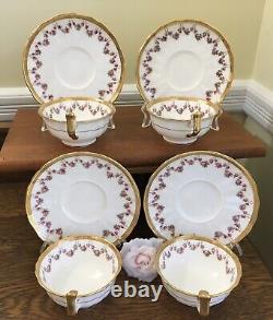 4 Stunning Sets Antique c1905 Tiffany of NY Teacups & Saucers Cauldon of England