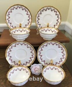 4 Stunning Sets Antique c1905 Tiffany of NY Teacups & Saucers Cauldon of England