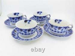 4 Tea Cups & Saucers Johnson Bros. Astoria Brooklyn Pattern 1890s Semi-Porcelain