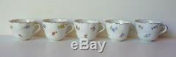 5 Antique Meissen Demitasse Cup & Saucer- Scattered Flowers Germany