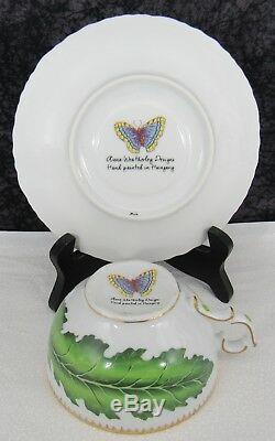 5 Pc Anna Weatherley Green Leaf Porcelain Place Setting Plates, Tea Cup & Saucer