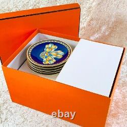 5 Sets x Hermes Porcelain Tea Cup & Saucer Cocarde de Soie with Box