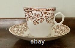 6 Antique 1886 Rg No 21779 Stanley Bone China ENGLAND Tea Cups + Saucers
