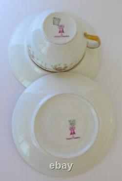 6 Antique Limoges French Pink Roses Swags Tea Cup & Saucer Set