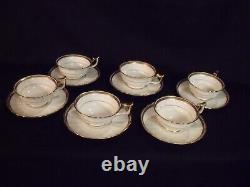 (6) Antique Royal Cauldon Stoke On Trent Gilt Border Bone China Teacups Mint