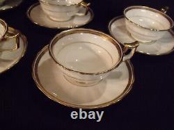 (6) Antique Royal Cauldon Stoke On Trent Gilt Border Bone China Teacups Mint