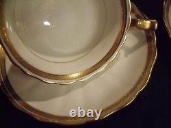 (6) Antique Royal Cauldon Stoke On Trent Gilt Border Bone China Teacups Mint