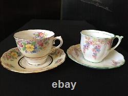 6 Bell, Tuscan, Roslyn, Colclough, Rosina English Teacup & Saucer Lot