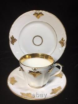 (6) Gold Leaf Decorated Old Paris Porcelain TRIOS (Teacup, Saucer & Plate)