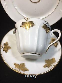 (6) Gold Leaf Decorated Old Paris Porcelain TRIOS (Teacup, Saucer & Plate)