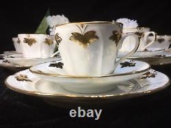 (6) Gold Leaf Decorated Old Paris Porcelain TRIOS (Teacup, Saucer & Plate)