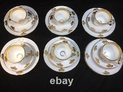 (6) Gold Leaf Decorated Old Paris Porcelain TRIOS (Teacup, Saucer & Plate)