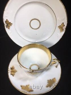 (6) Gold Leaf Decorated Old Paris Porcelain TRIOS (Teacup, Saucer & Plate)