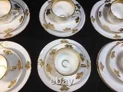 (6) Gold Leaf Decorated Old Paris Porcelain TRIOS (Teacup, Saucer & Plate)