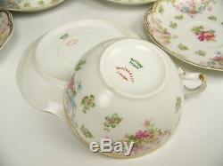 6 Limoges Haviland Schleiger 72 Rose Flowers Swags Double Gold Cups 8 Saucers