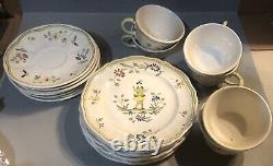 6 Longchamp Moustiers Teacup & Saucer Sets& 7 1/2 Plates