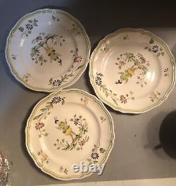 6 Longchamp Moustiers Teacup & Saucer Sets& 7 1/2 Plates