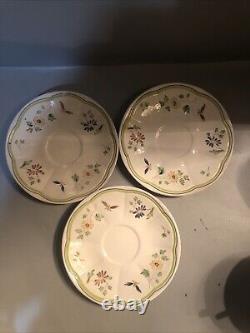 6 Longchamp Moustiers Teacup & Saucer Sets& 7 1/2 Plates