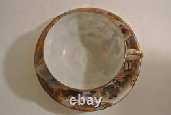 6 SETS RARE Japanese SIGNED Porcelain LITHOPHANE GEISHA Satsuma Teacup Saucer