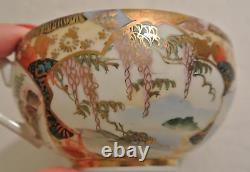 6 SETS RARE Japanese SIGNED Porcelain LITHOPHANE GEISHA Satsuma Teacup Saucer