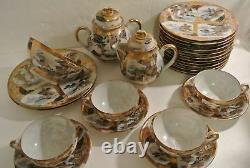 6 SETS RARE Japanese SIGNED Porcelain LITHOPHANE GEISHA Satsuma Teacup Saucer