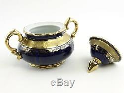 6 pc KPM Royal Berlin Porcelain Tea Set Flowers Cobalt Teapot Cups Saucers MINT