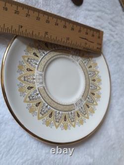 6 set GREECE 24 K Gold TEA CUP & SAUCER Greek Mythology Gold White 6 Cups