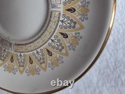 6 set GREECE 24 K Gold TEA CUP & SAUCER Greek Mythology Gold White 6 Cups