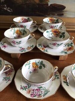 (7) Antique CHARLES AHRENFELDT Limoges France TEA CUPS SAUCERS Floral