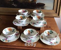 (7) Antique CHARLES AHRENFELDT Limoges France TEA CUPS SAUCERS Floral