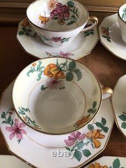 (7) Antique CHARLES AHRENFELDT Limoges France TEA CUPS SAUCERS Floral