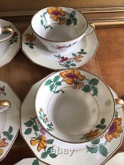 (7) Antique CHARLES AHRENFELDT Limoges France TEA CUPS SAUCERS Floral