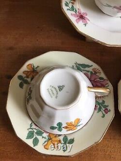 (7) Antique CHARLES AHRENFELDT Limoges France TEA CUPS SAUCERS Floral
