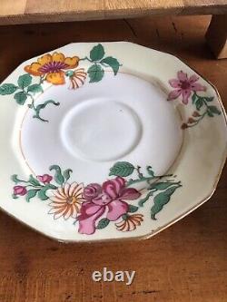 (7) Antique CHARLES AHRENFELDT Limoges France TEA CUPS SAUCERS Floral