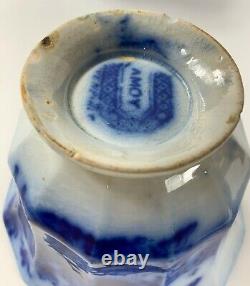 7 Antique Flow Blue teacups & 8 saucers Various makers Scinde Davenport Amoy