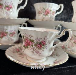 8 Vtg Royal Albert Lavender Rose Tea Cup & Saucer Set Of 8 1 England Bone China