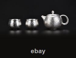 999 sterling silver+porcelain tea pot matching tea cups health care xishi pot