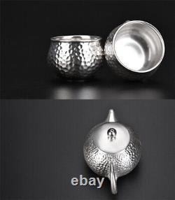 999 sterling silver+porcelain tea pot matching tea cups health care xishi pot