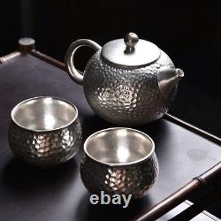 999 sterling silver+porcelain tea pot matching tea cups health care xishi pot
