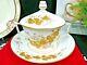 Ak Limoges France Tea Cup And Saucer Painted 24kt Gold Butterfly Blossom Teacup