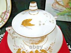 AK Limoges France tea cup and saucer painted 24kt gold butterfly blossom teacup